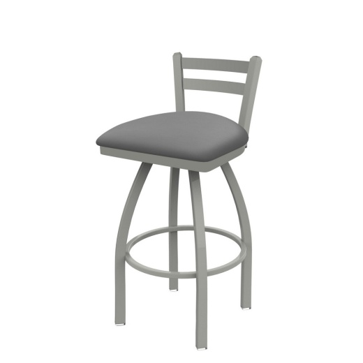 411 Jackie Low Back Swivel Stool With Anodized Nickel Finish And Canter Folkstone Grey Seat
