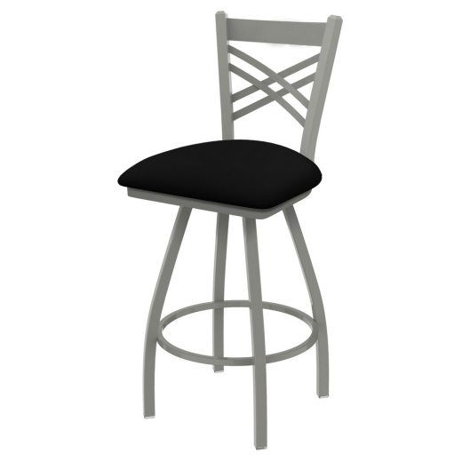 Xl 820 Catalina Swivel Stool With Anodized Nickel Finish And Black Vinyl Seat