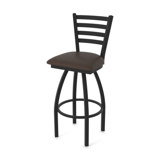 410 Jackie Swivel Stool With Black Wrinkle Finish And Rein Coffee Seat
