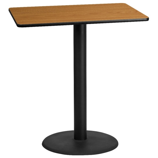 Stiles 30'' X 42'' Rectangular Natural Laminate Table Top With 24'' Round Bar Height Table Base