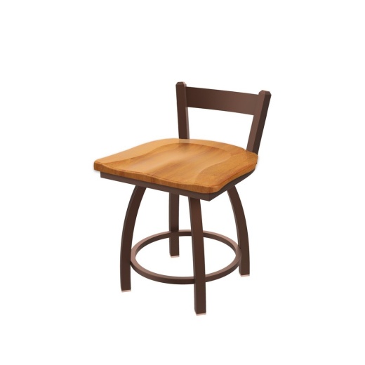 821 Catalina 18" Low Back Swivel Vanity Stool With Bronze Finish And Medium Maple Seat