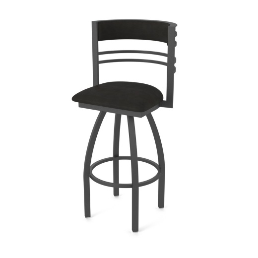 860 Hunter Swivel Stool With Pewter Finish And Canter Espresso Seat And Back