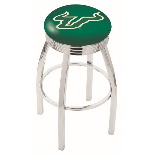 L8c3c Chrome South Florida Swivel Bar Stool With 2.5" Ribbed Accent Ring By Holland Bar Stool Company