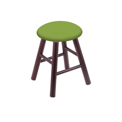 Maple Round Cushion Swivel Stool With Smooth Legs, Dark Cherry Finish, And Canter Kiwi Green Seat