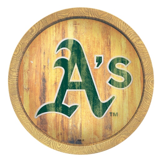 Oakland Athletics: Logo Weathered "Faux" Barrel Top Sign