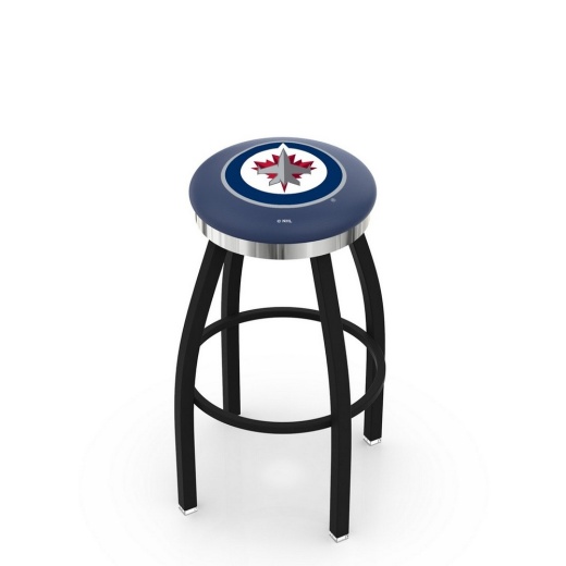 L8b2c Black Wrinkle Winnipeg Jets Swivel Bar Stool With Chrome Accent Ring By Holland Bar Stool Company