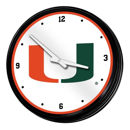 Miami Hurricanes: Retro Lighted Wall Clock