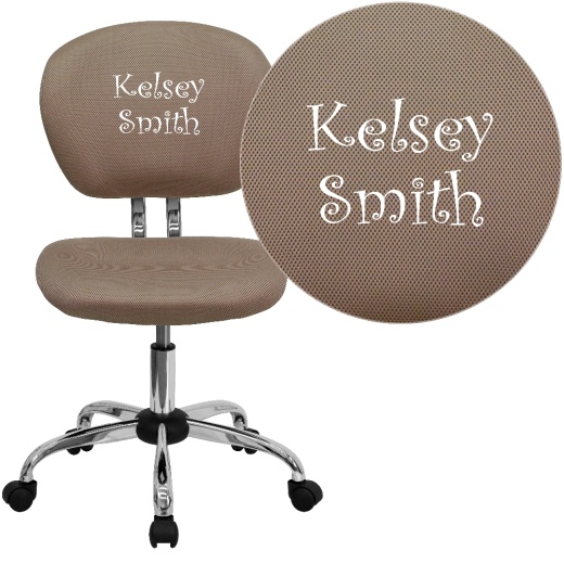 Beverly Personalized Midback Coffee Brown Mesh Swivel Task Office Chair With Chrome Base