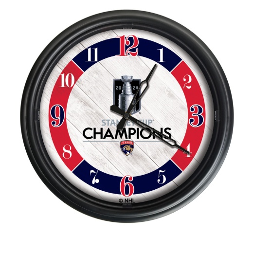 Florida Panthers 2024 Stanley Cup Indoor/Outdoor Led Wall Clock By Holland Bar Stool Co
