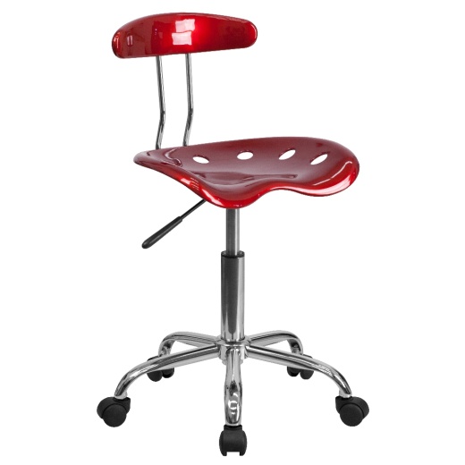Elliott Vibrant Wine Red And Chrome Swivel Task Office Chair With Tractor Seat