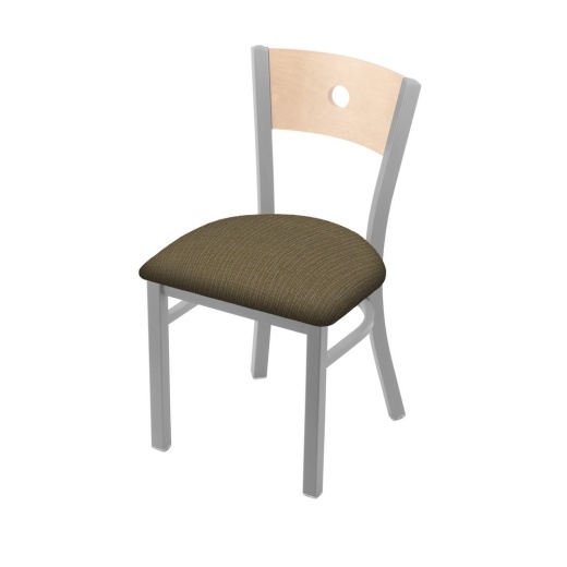 630 Voltaire 18" Chair With Anodized Nickel Finish, Natural Back, And Graph Cork Seat