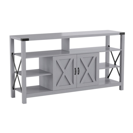 Wyatt 60" Modern Farmhouse Tall Tv Console Cabinet With Storage Cabinets And Shelves For Tv's Up To 60", Coastal Gray