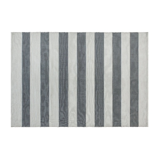 Melissa 5' X 7' Grey & White Striped Handwoven Indoor/Outdoor Cabana Style Stain Resistant Area Rug