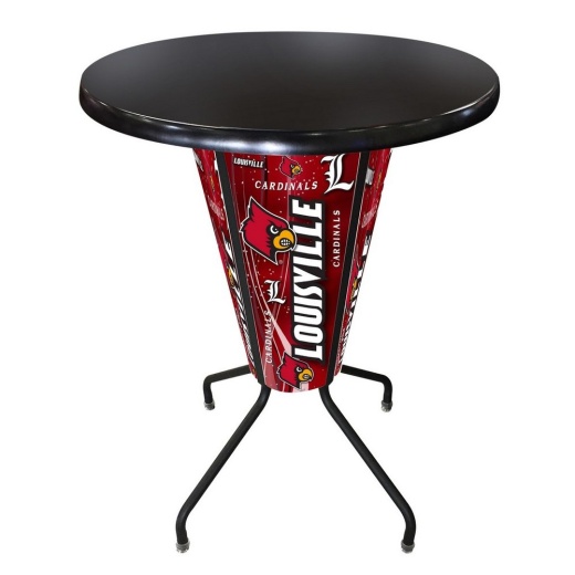 L218 University Of Louisville 42" Tall 36" Indoor/Outdoor Black Steel Top Lighted Pub Table With Black Wrinkle Finish