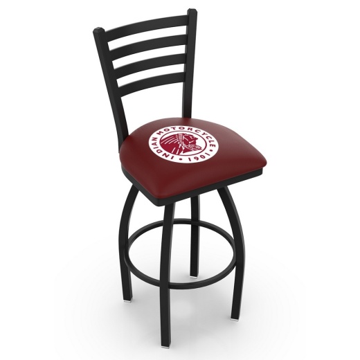 L014 Black Wrinkle Indian Motorcycle Swivel Bar Stool With Ladder Style Back By Holland Bar Stool Co