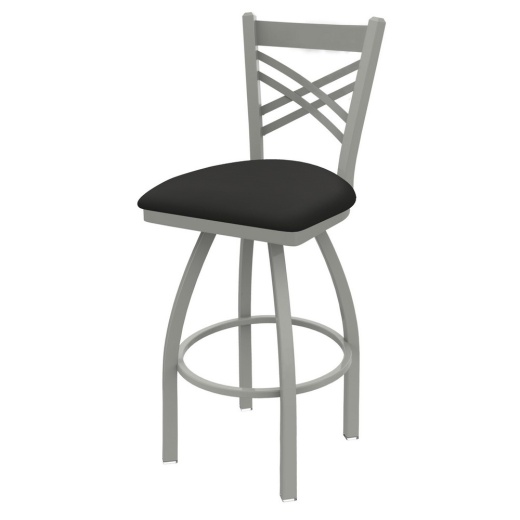 820 Catalina Swivel Stool With Anodized Nickel Finish And Canter Iron Seat