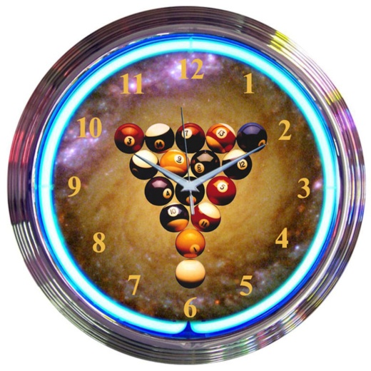 Billiard Spaceballs Neon Clock 15" X 15" X 3"