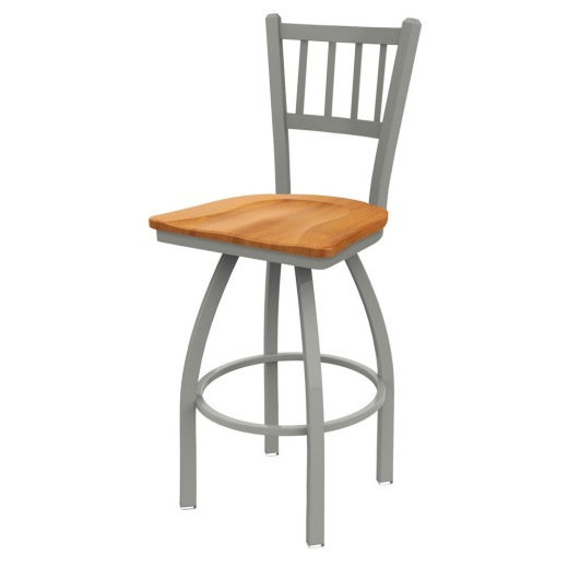 810 Contessa Swivel Stool With Anodized Nickel Finish And Medium Maple Seat