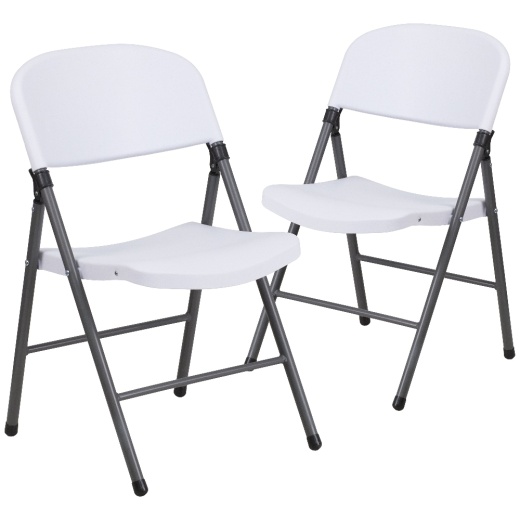 2 Pk. Hercules Series 330 Lb. Capacity Granite White Plastic Folding Chair With Charcoal Frame