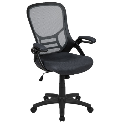 Porter High Back Dark Gray Mesh Ergonomic Swivel Office Chair With Black Frame And Flipup Arms