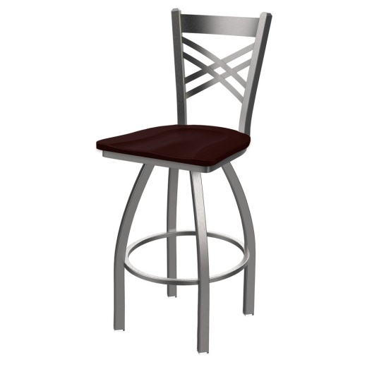 820 Catalina Swivel Stool With Stainless Finish And Dark Cherry Oak Seat
