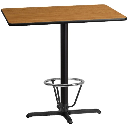 Stiles 30'' X 42'' Rectangular Natural Laminate Table Top With 23.5'' X 29.5'' Bar Height Table Base And Foot Ring
