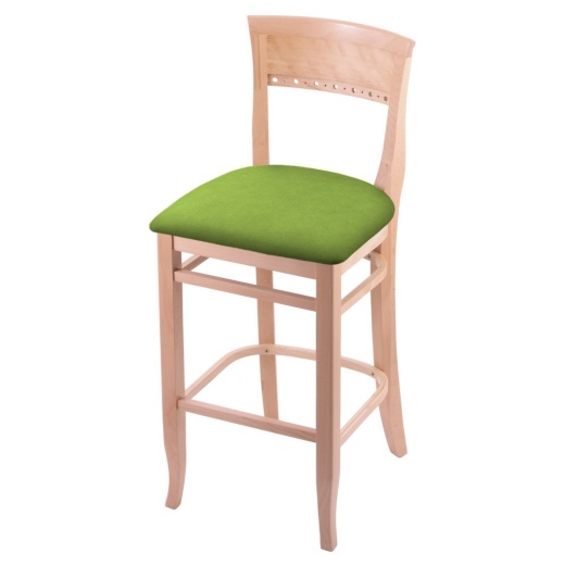 3160 30" Bar Stool With Natural Finish And Canter Kiwi Green Seat