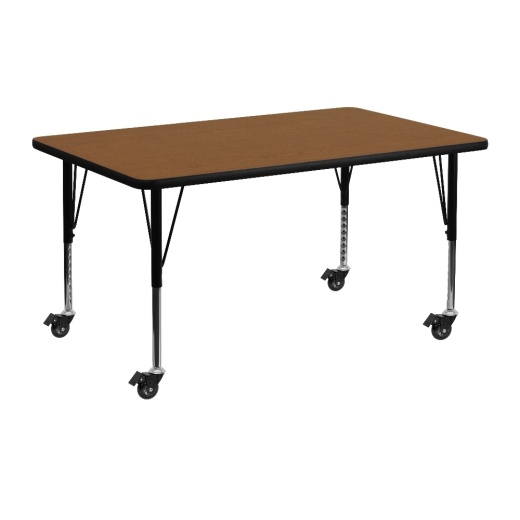 Wren Mobile 24''W X 48''L Rectangular Oak Hp Laminate Activity Table Height Adjustable Short Legs