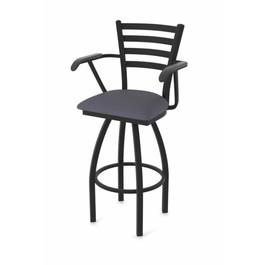 415 Jackie With Arms Swivel Stool With Black Wrinkle Finish And Canter Storm Seat