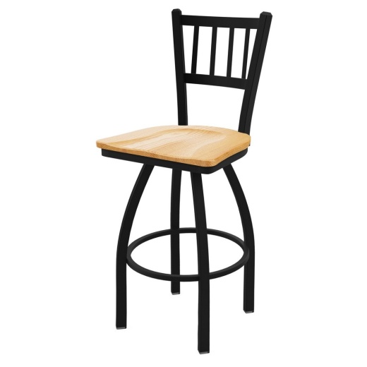 810 Contessa Swivel Stool With Black Wrinkle Finish And Natural Oak Seat