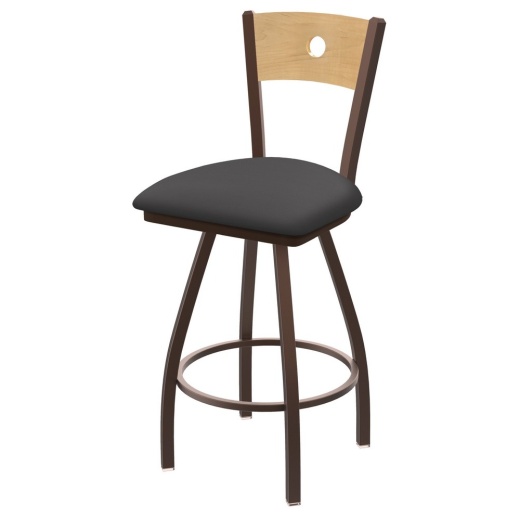 Xl 830 Voltaire Swivel Stool With Bronze Finish, Natural Back, And Canter Storm Seat