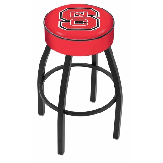 L8b1 4" North Carolina State Cushion Seat With Black Wrinkle Base Swivel Bar Stool By Holland Bar Stool Company