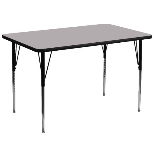 Wren 36''W X 72''L Rectangular Grey Thermal Laminate Activity Table Standard Height Adjustable Legs
