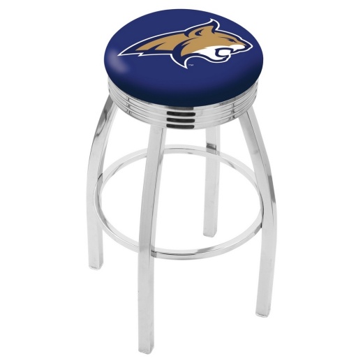 L8c3c Chrome Montana State Swivel Bar Stool With 2.5" Ribbed Accent Ring By Holland Bar Stool Company