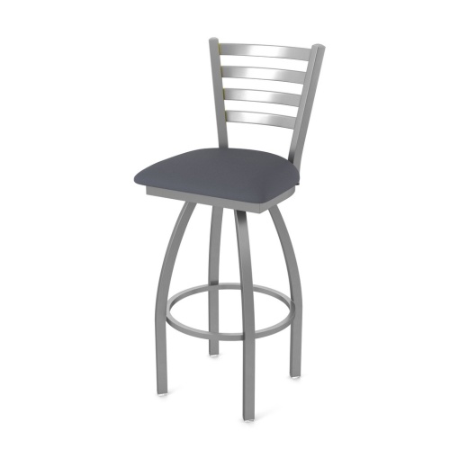 410 Jackie Swivel Stool With Stainless Finish And Canter Storm Seat
