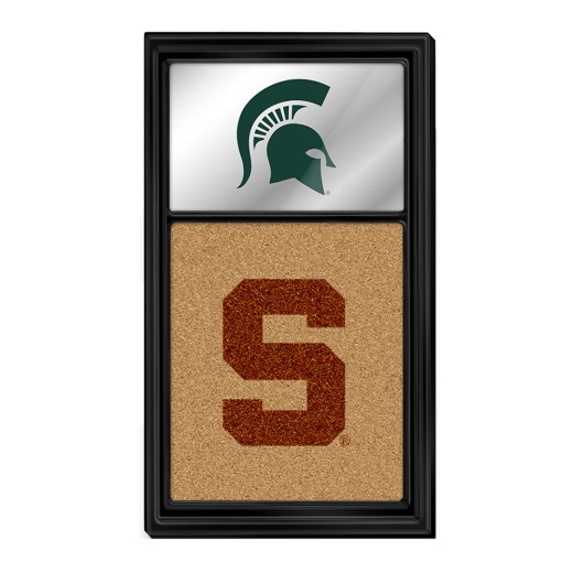 Michigan State Spartans: Helmet Dual Logo Mirrored Cork Note Board
