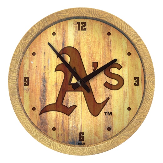 Oakland Athletics: Logo Branded "Faux" Barrel Top Clock
