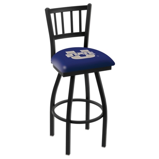 L018 Black Wrinkle Utah State Swivel Bar Stool With Jailhouse Style Back By Holland Bar Stool Co