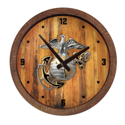 Us Marine Corps: "Faux" Barrel Top Wall Clock
