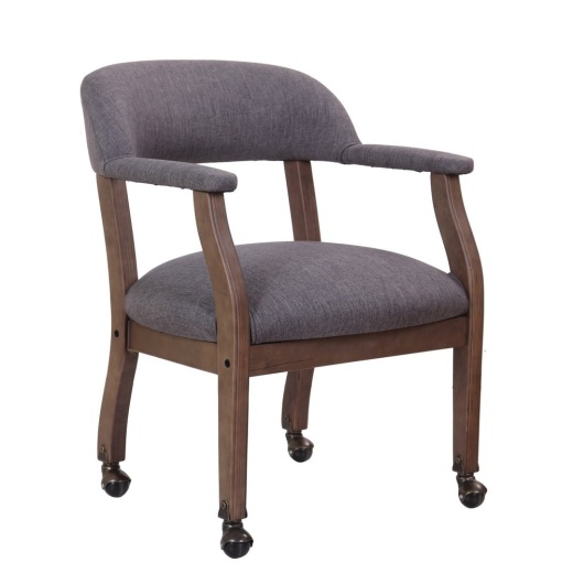 Boss Modern Captain's Chair In Slate Grade Commercial Grade Linen With Casters