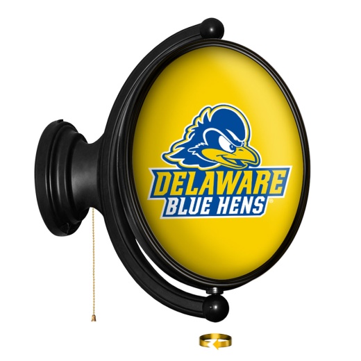 Delaware Blue Hens: Logo Original Oval Rotating Lighted Wall Sign