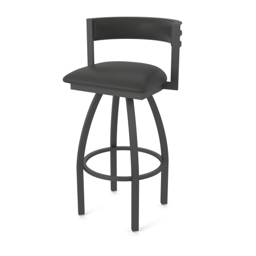 861 Artemis Swivel Stool With Pewter Finish And Canter Iron Seat And Back