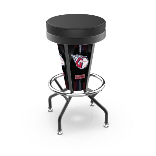 L5000 Cleveland Guardians 30" Lighted Bar Stool With Black Wrinkle Finish By Holland Bar Stool Co