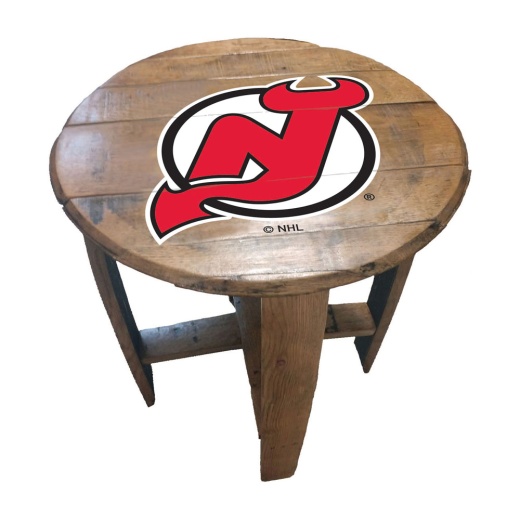 Jersey Devils Oak Barrel Table