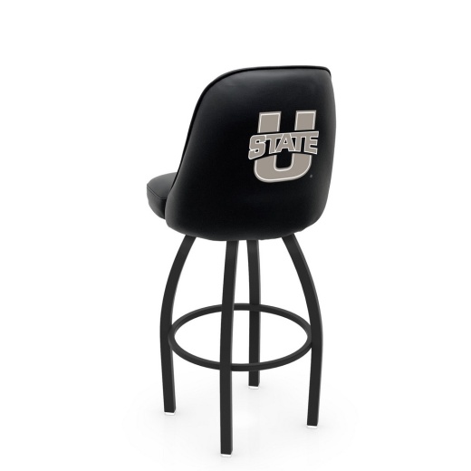 L048 Logo Grizzly Utah State Swivel Stool With Black Wrinkle Finish By Holland Stool Co