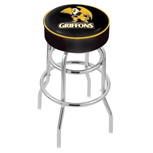L7c1 4" Missouri Western State Cushion Seat With Doublering Chrome Base Swivel Bar Stool By Holland Bar Stool Company