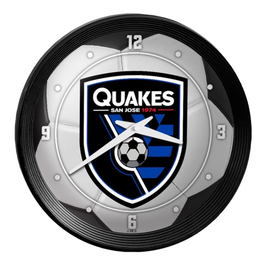 San Jose Earthquakes: Soccer Ball Ribbed Frame Wall Clock