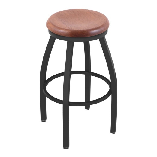 802 Misha Swivel Stool With Pewter Finish And Medium Oak Seat