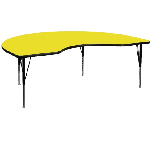 Wren 48''W X 72''L Kidney Yellow Hp Laminate Activity Table Height Adjustable Short Legs