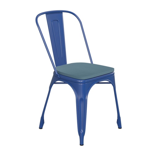 Perry Commercial Grade Blue Metal Indooroutdoor Stackable Chair With Tealblue Poly Resin Wood Seat